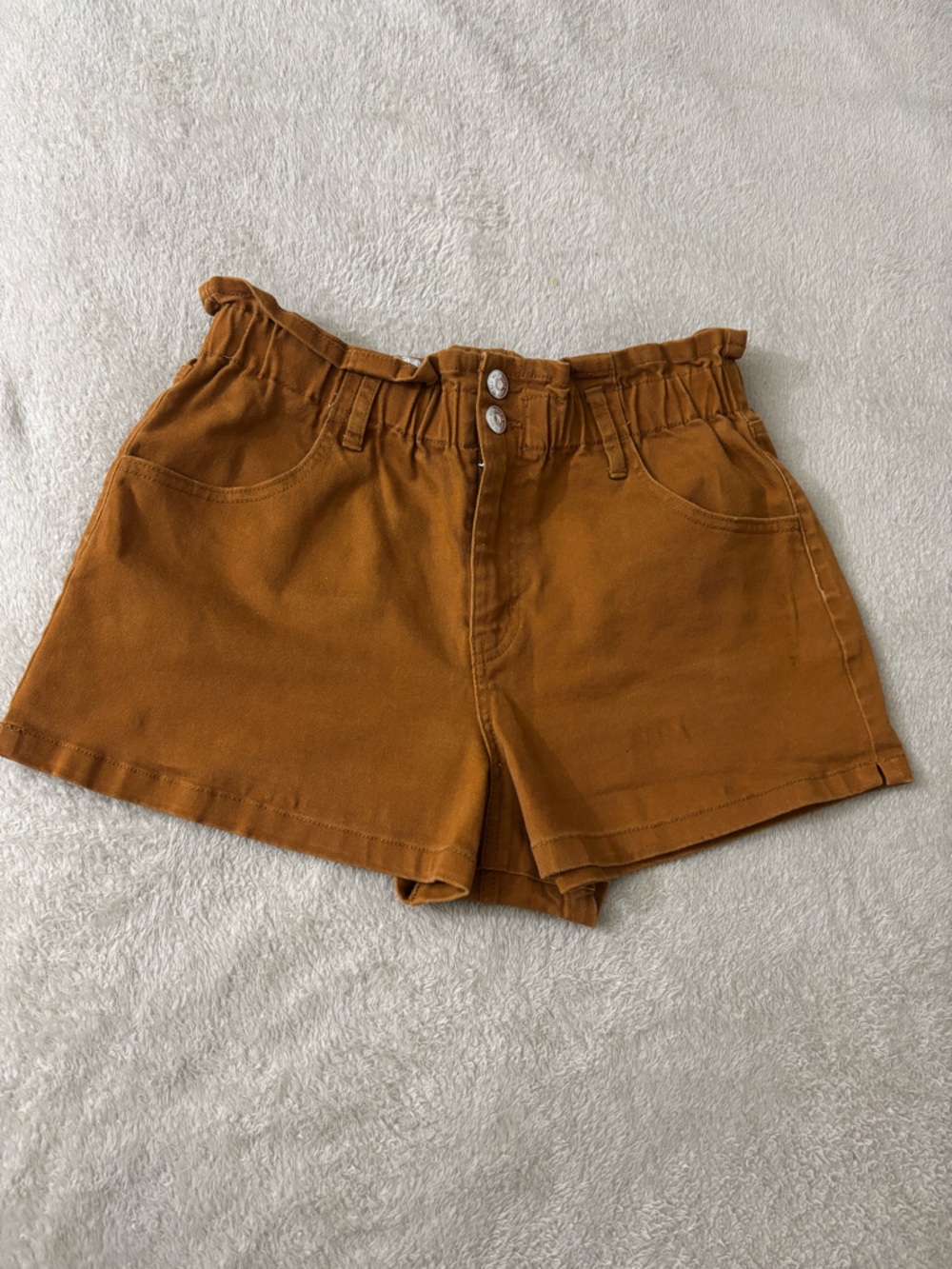 wild fable Mustard Brown High-Waist Paperbag Shorts